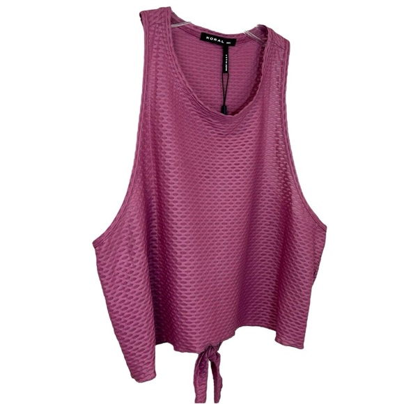KORAL - NWT, Women’s ‘Raegan’ Shiny Netz Tank Top, Active in Blush - Pink, Small - Picture 6 of 14